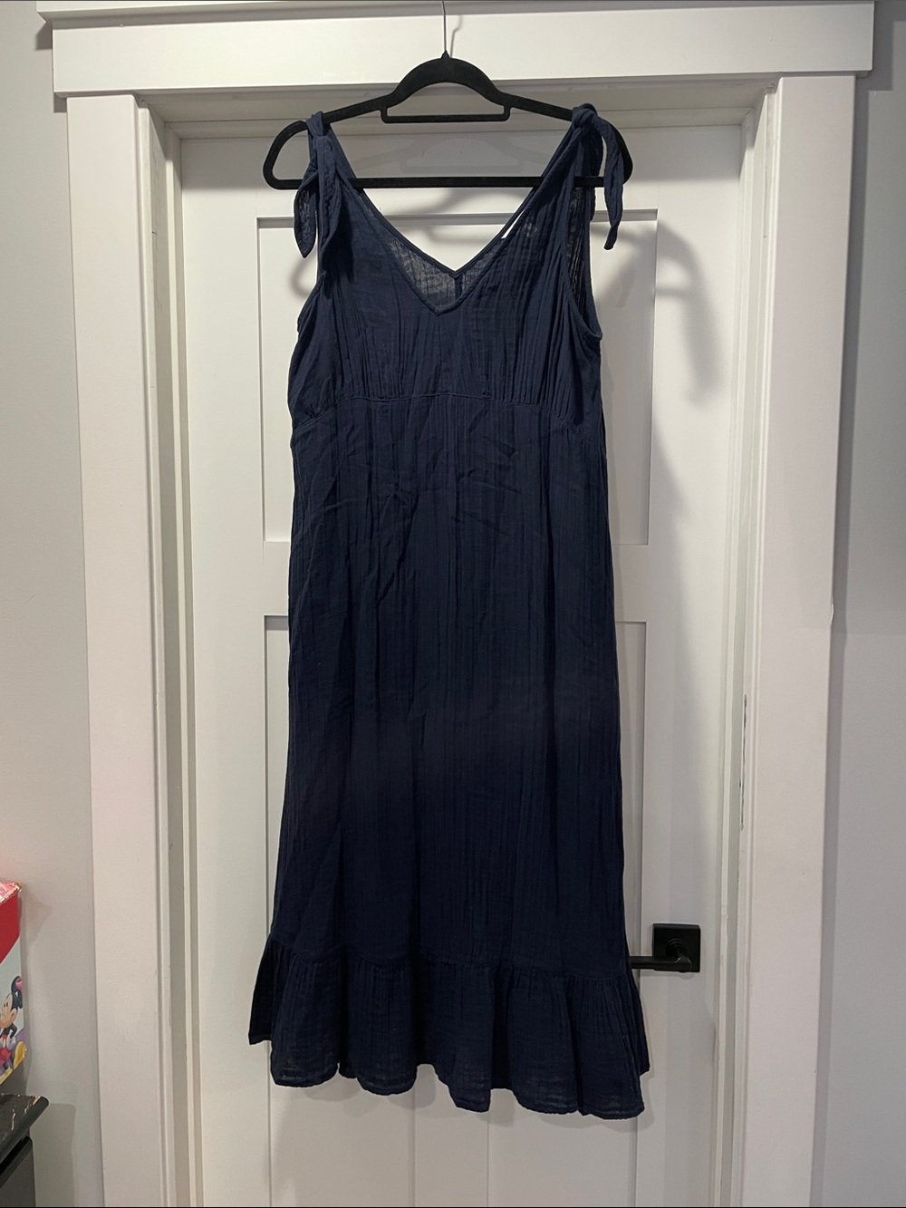 Time and Tru Navy Tie-Shoulder Dress - size L